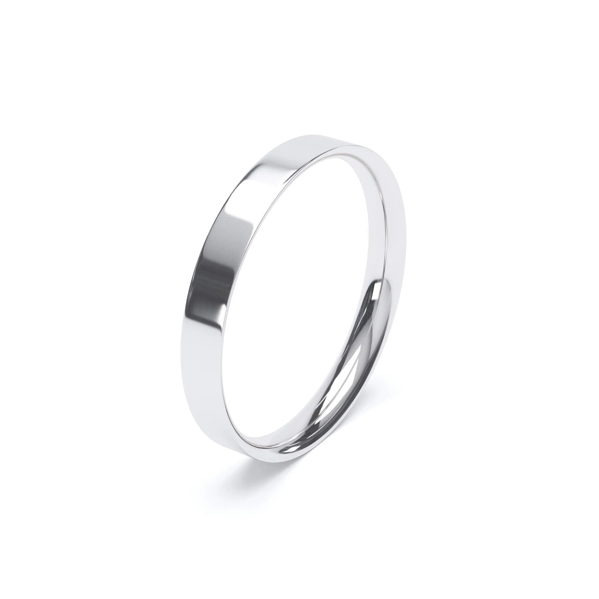 - Flat Court Profile Plain Wedding Ring 18k White Gold