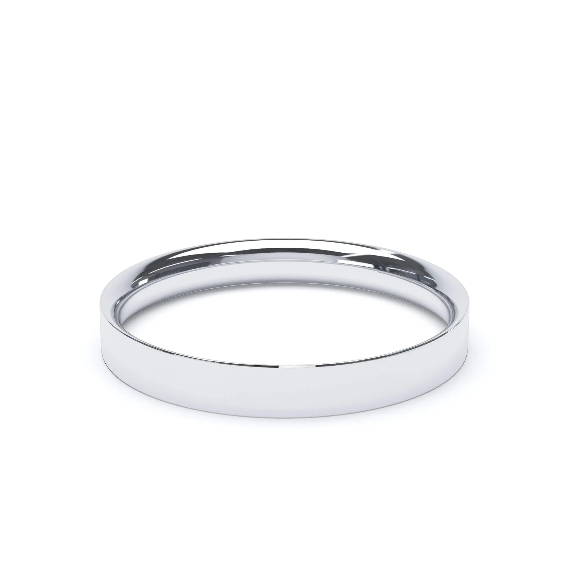 - Flat Court Profile Plain Wedding Ring 18k White Gold