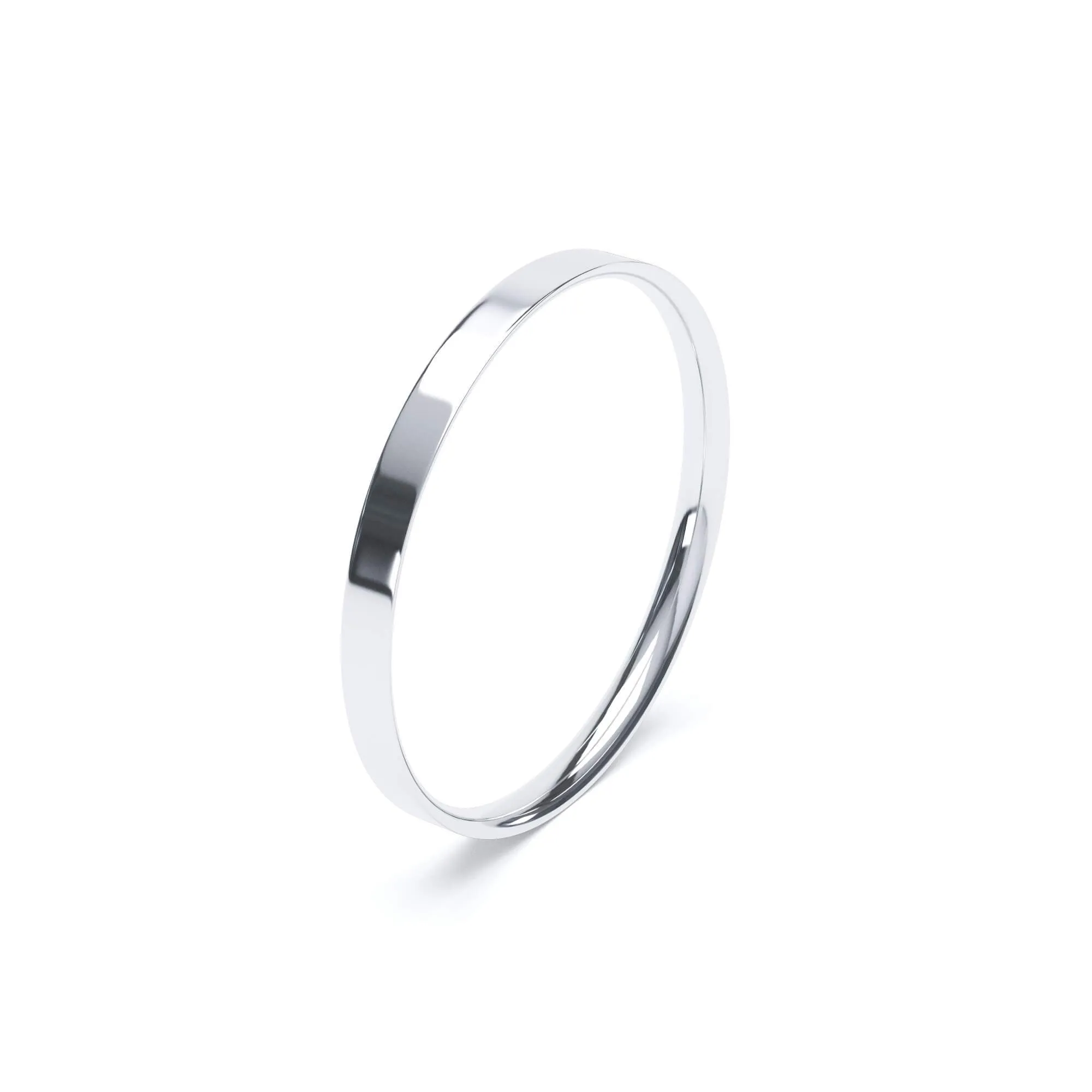 - Flat Court Profile Plain Wedding Ring 18k White Gold