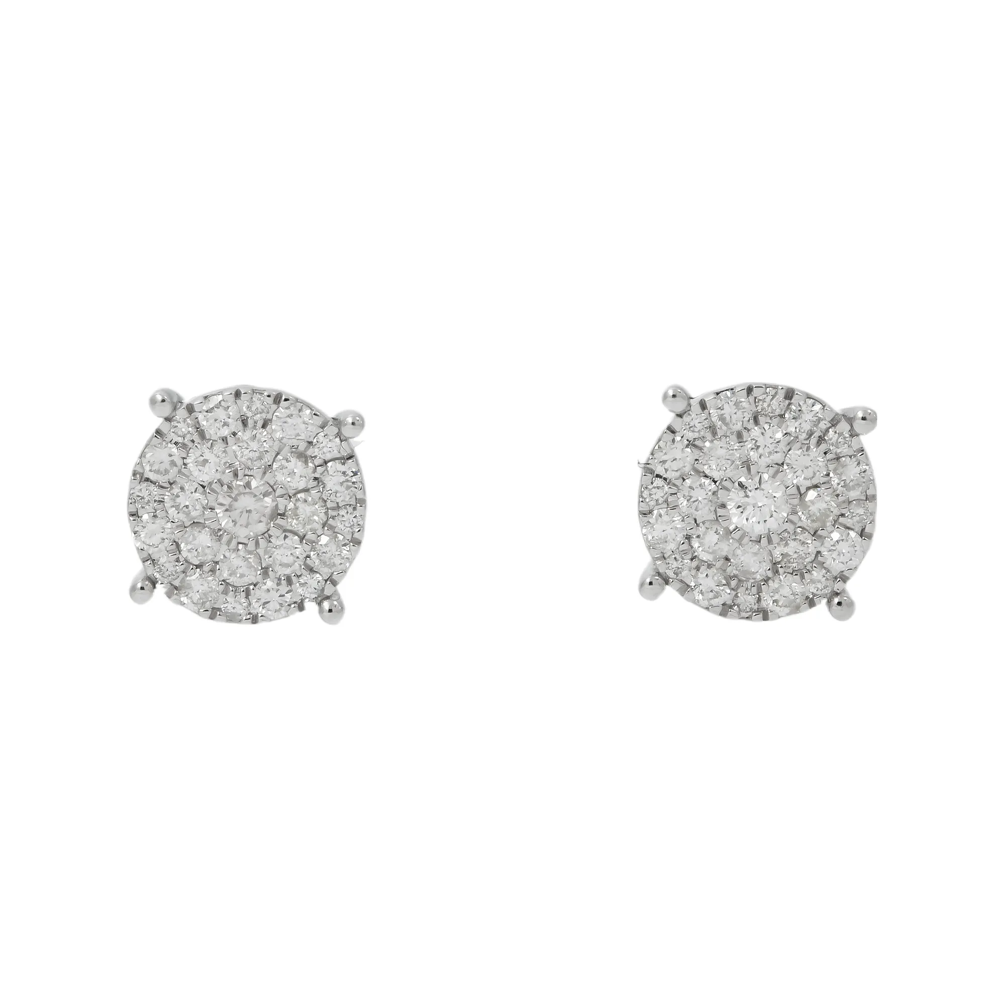 10K GOLD ROUND DIAMOND CLUSTER EARRINGS 0.93 CTW