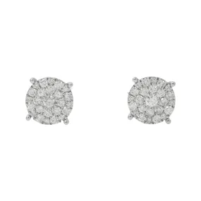 10K GOLD ROUND DIAMOND CLUSTER EARRINGS 0.93 CTW