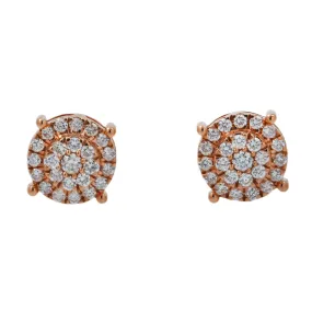 10K GOLD ROUND DIAMOND CLUSTER EARRINGS 1.04 CTW