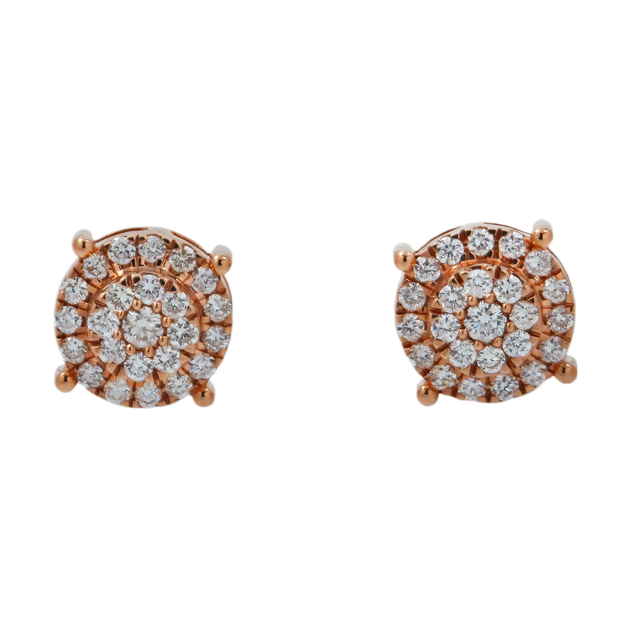 10K GOLD ROUND DIAMOND CLUSTER EARRINGS 1.04 CTW