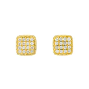 10K GOLD ROUND DIAMOND SQUARE SHAPE EARRINGS 1.06 CTW