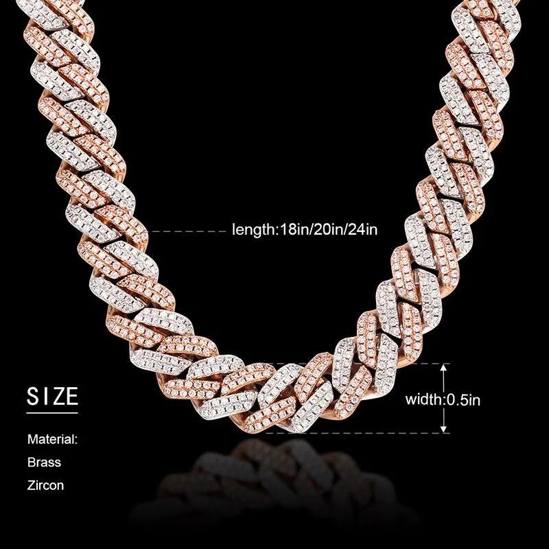 12mm Micro Pave CZ Cuban Link Chains Necklaces