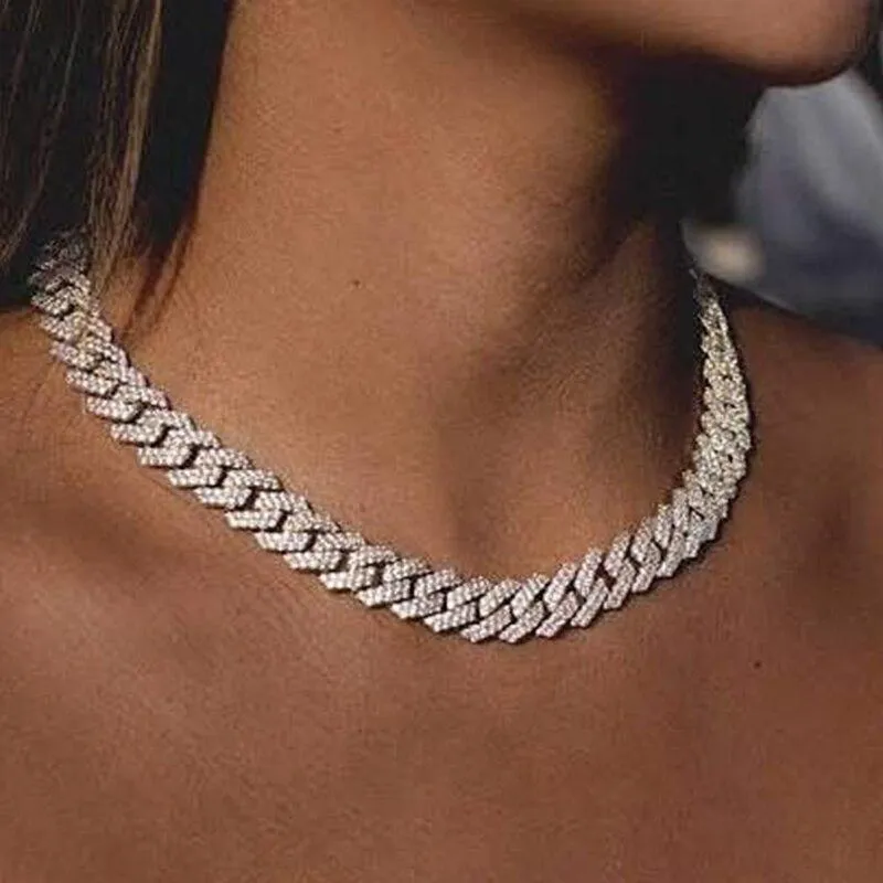 12mm Micro Pave CZ Cuban Link Chains Necklaces