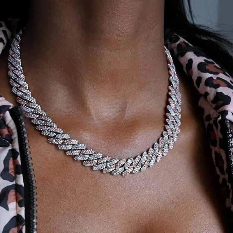 12mm Micro Pave CZ Cuban Link Chains Necklaces