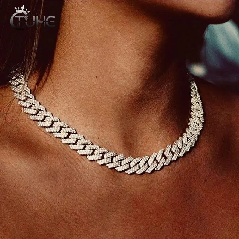 12mm Micro Pave CZ Cuban Link Chains Necklaces