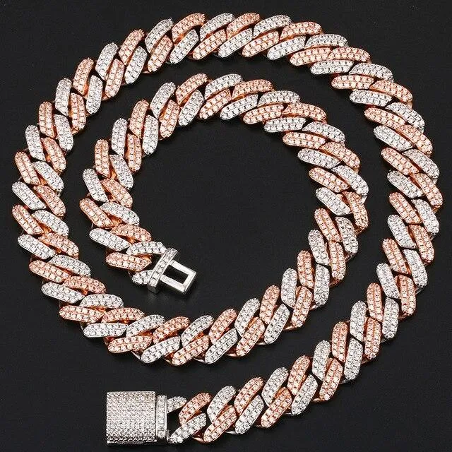 12mm Micro Pave CZ Cuban Link Chains Necklaces