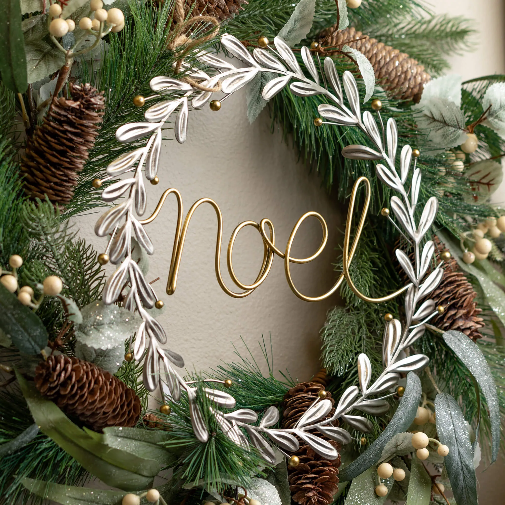 12"H Sullivans Noel Joy Metal Wreath - Set of 2, Gray