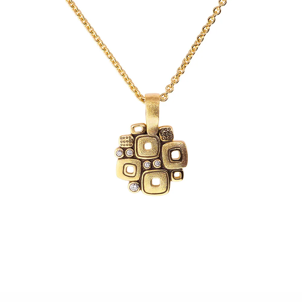 18 Karat Yellow Gold "Little Windows" pendant With Diamonds