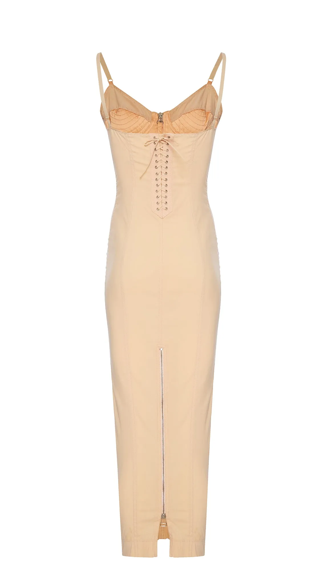 1990s Jean-Paul Gaultier Iconic "Cone Bust" Blush Peach Corset Dress. Rent: £100