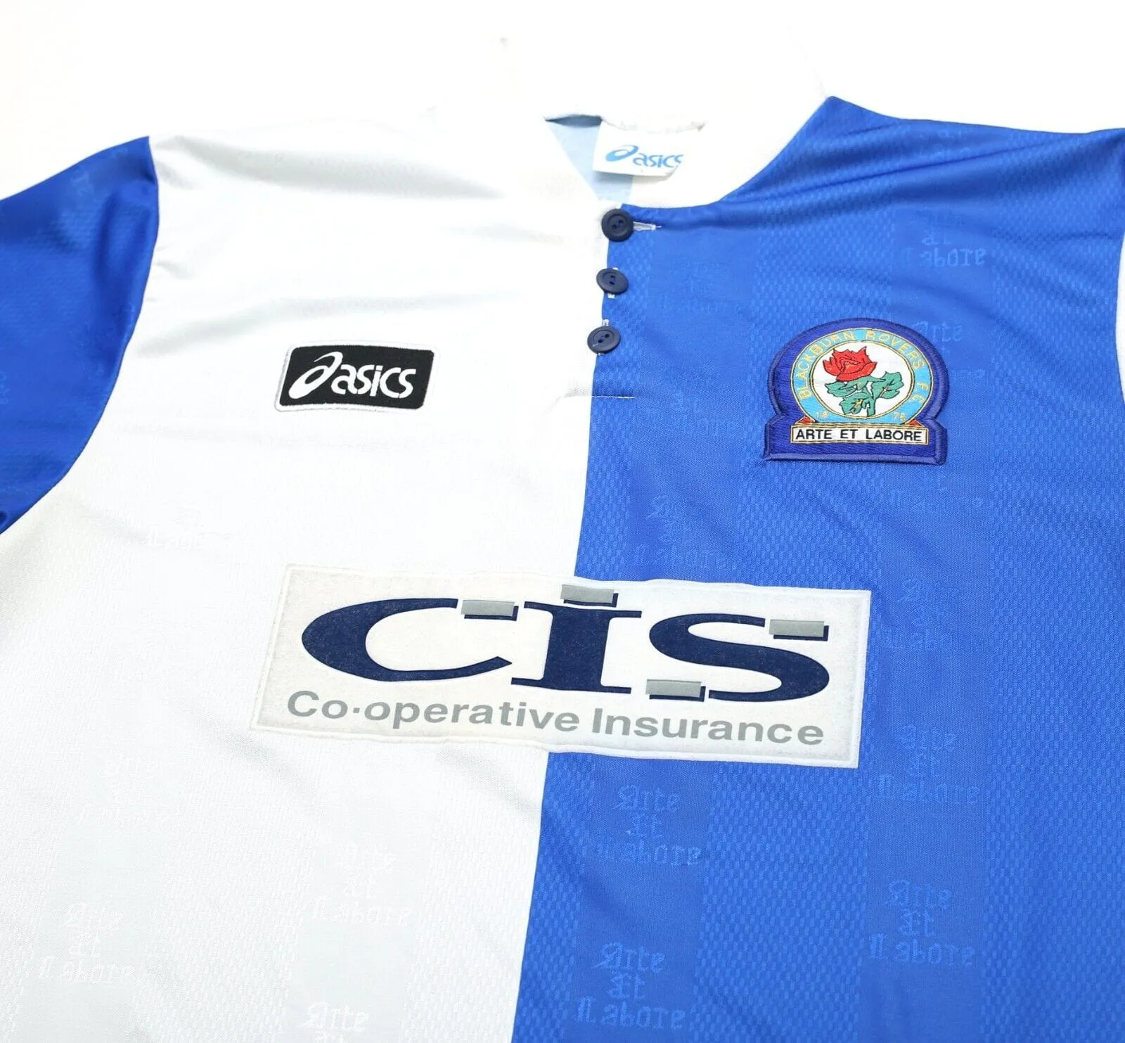 1996/98 DUFF #25 Blackburn Rovers Vintage ASICS Home Football Shirt (L)