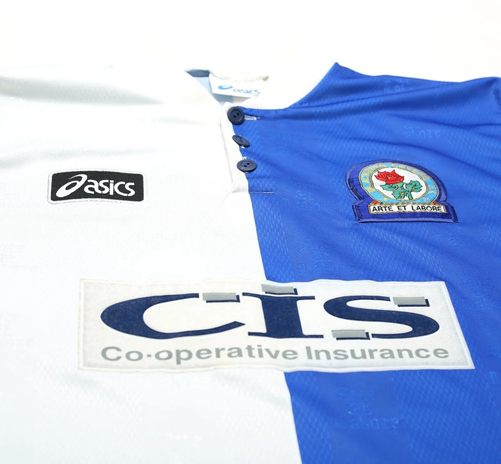 1996/98 DUFF #25 Blackburn Rovers Vintage ASICS Home Football Shirt (L)