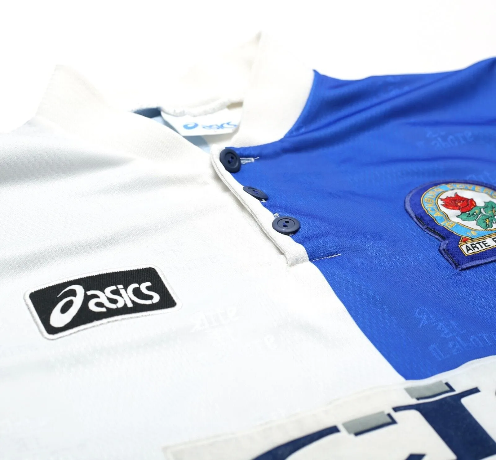 1996/98 DUFF #25 Blackburn Rovers Vintage ASICS Home Football Shirt (L)