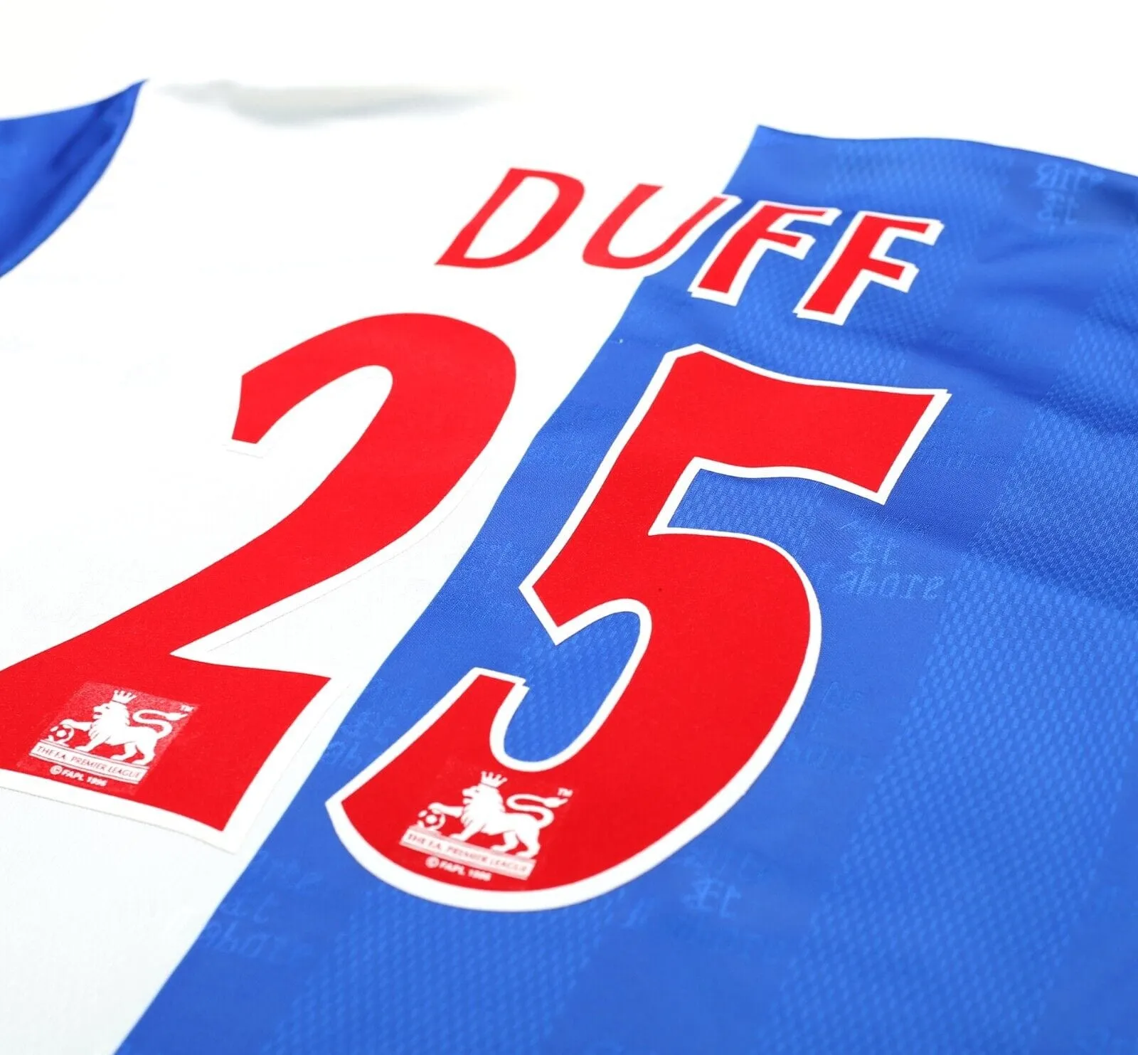 1996/98 DUFF #25 Blackburn Rovers Vintage ASICS Home Football Shirt (L)