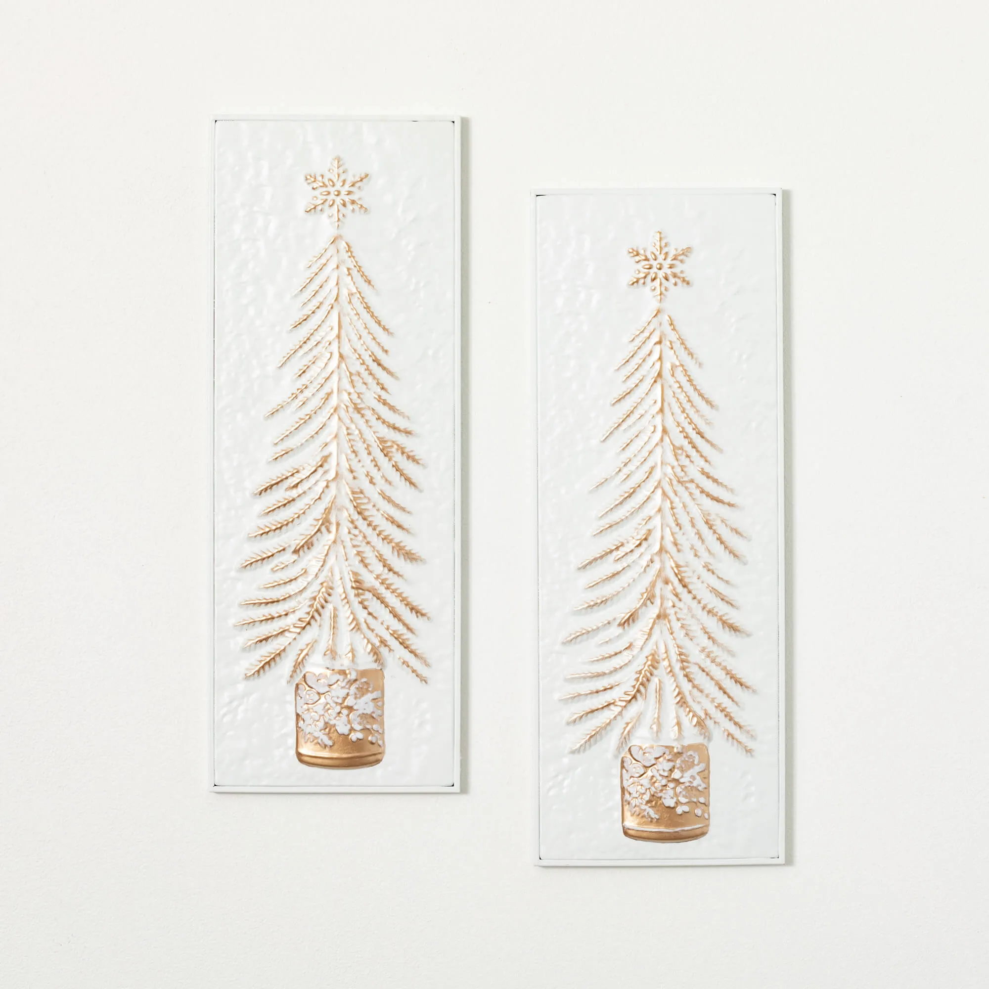 22"H Sullivans Embossed Tree Wall Decor - Set of 2, White