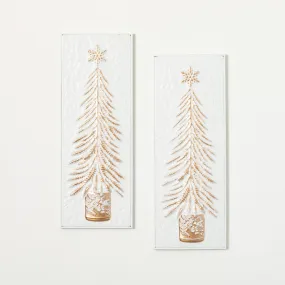 22"H Sullivans Embossed Tree Wall Decor - Set of 2, White