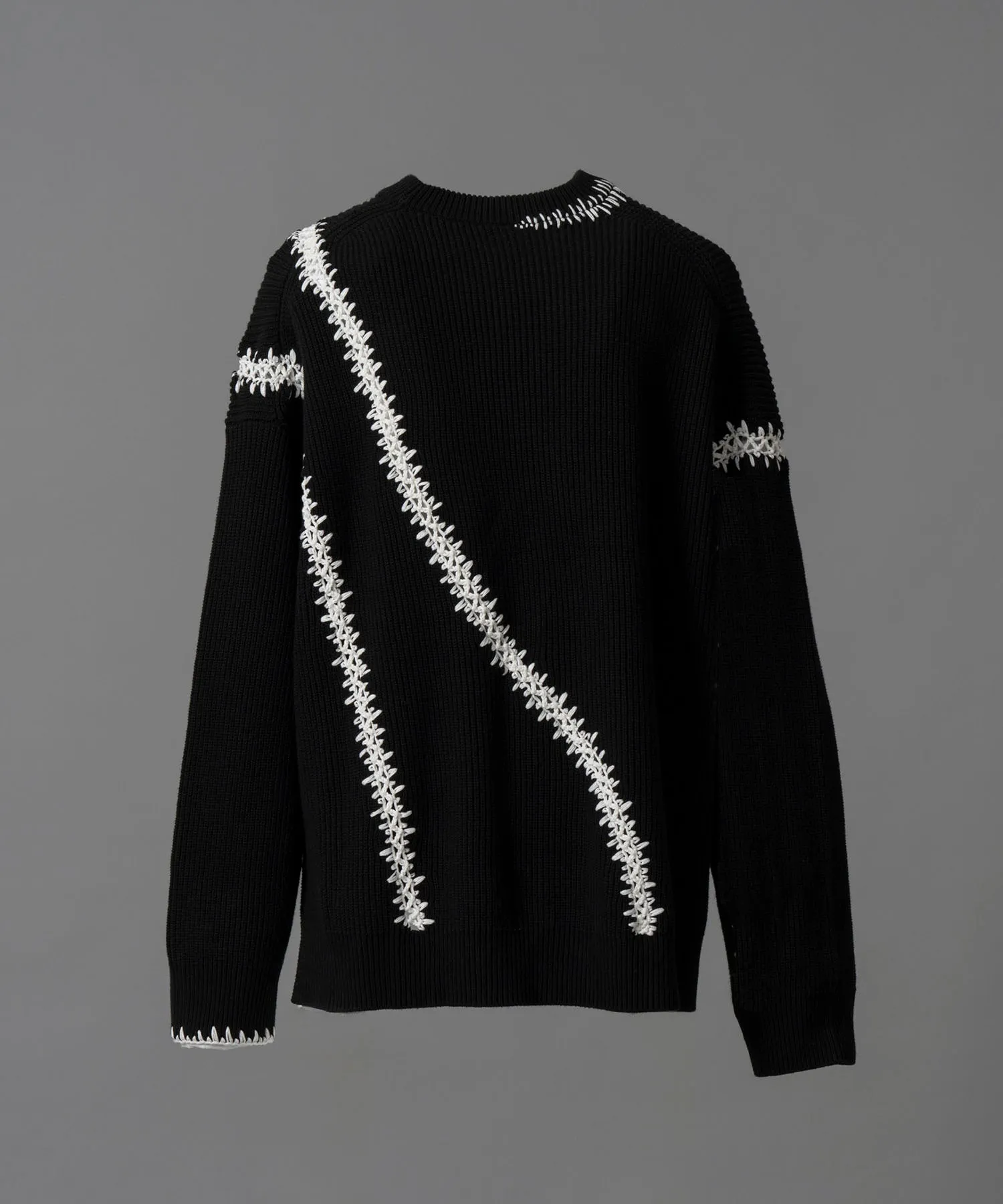 【24AW PRE-ORDER】Barbed Wire Embroidery Prime-Over Crew Neck Knit Pullover