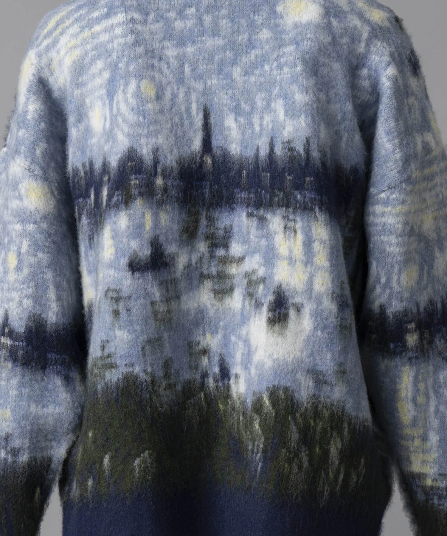 【24AW PRE-ORDER】Prime-Over Landscape Painting Crew Neck Knit Pullover