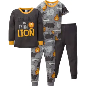 4-Piece Infant & Toddler Boys Lion Snug Fit Cotton Pajamas