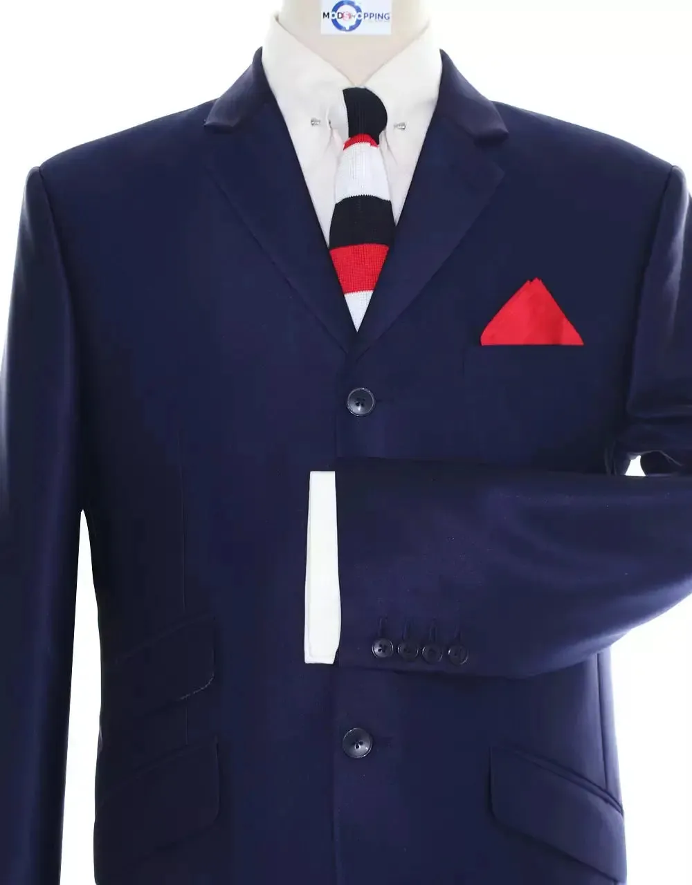 60s Mod Style Navy Blue Tonic Suit