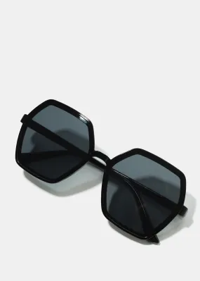 A  Black Geometric Thin Frame Shades