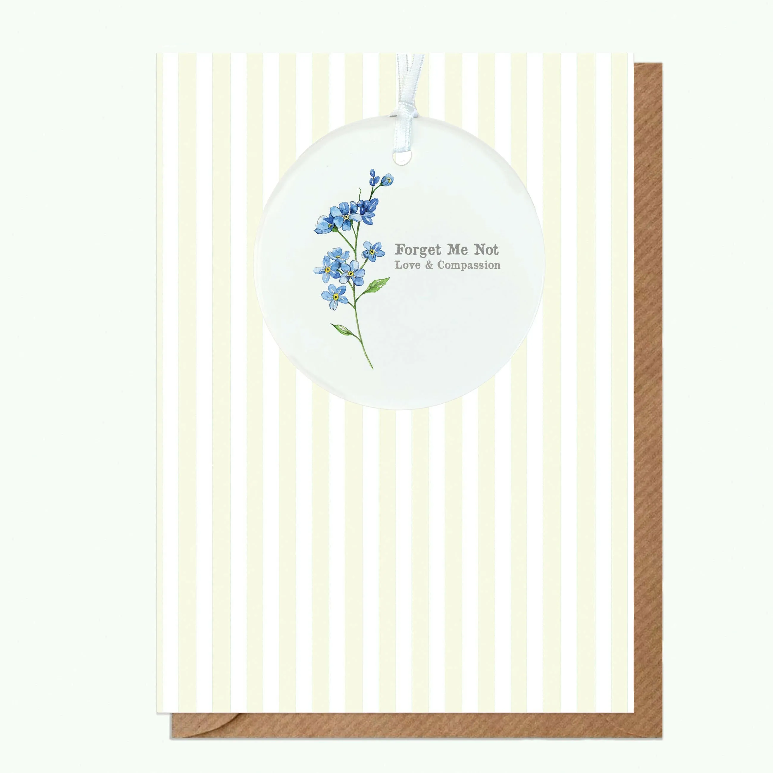 A6 Greeting Card with Ceramic Keepsake - Flowers Forget Me Not