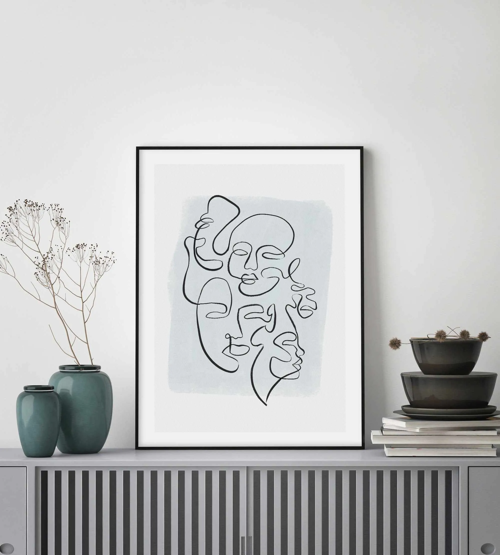 Abstract Faces I | Periwinkle Art Print