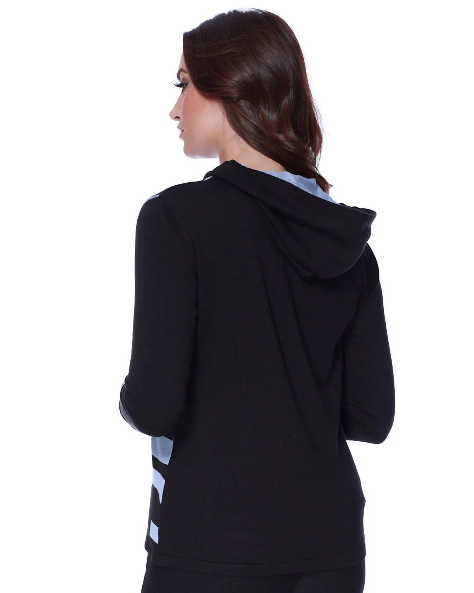 Abstract Hooded Cardigan in Black/Denim | Black/Denim