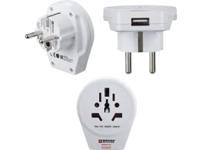 Adaptador enchufe - World to Europe Hama, 1 entradas USB, 250 V, Compatible con hasta 200 países, Blanco