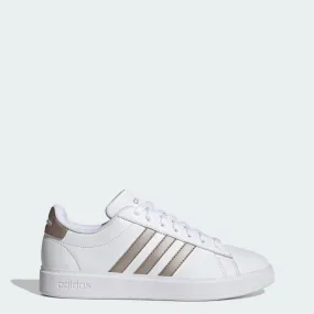 ADIDAS WOMEN'S GRAND COURT WHITE/METALLIC SILVER SNEAKER SHOES