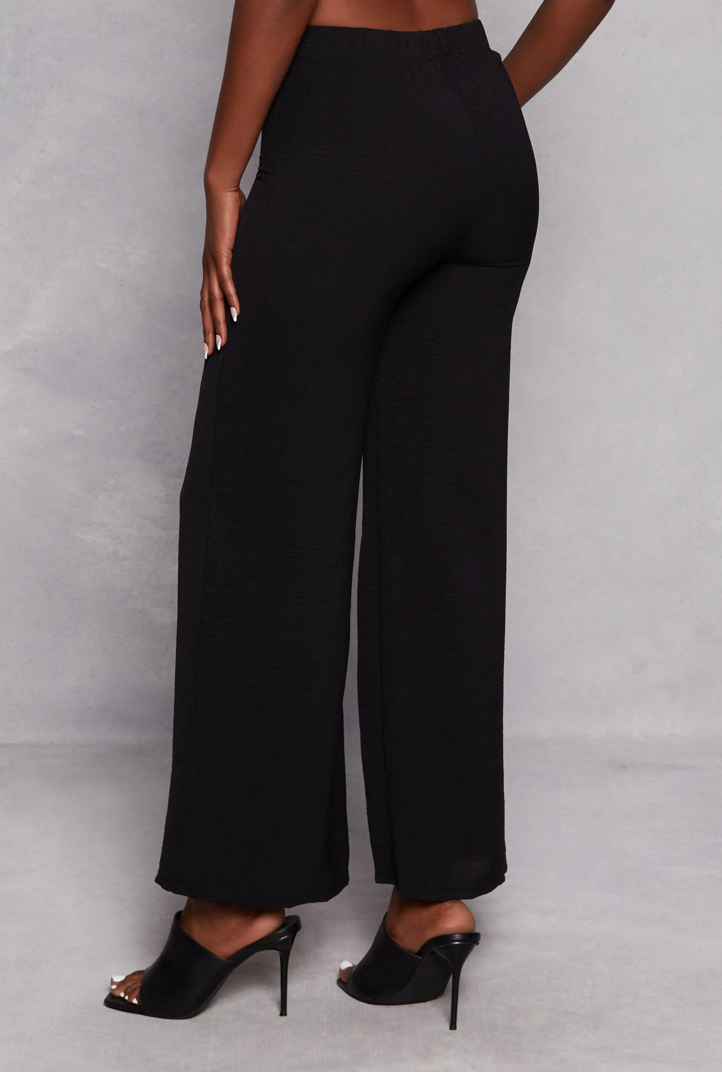 Airy Crepe Knit Pull On Wide Leg Pants