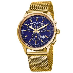 Akribos Xxiv Blue Dial Chronograph Gold-Tone Men's Watch AK625BU