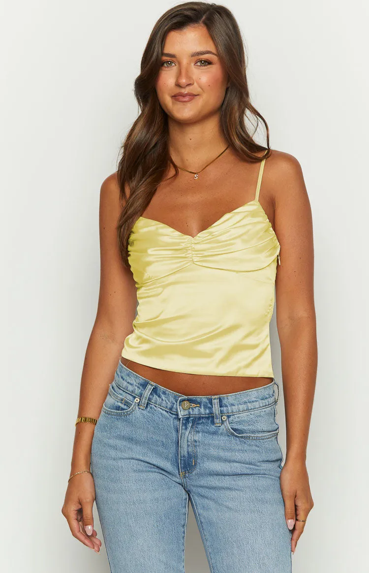 Amrita Yellow Satin Crop Top