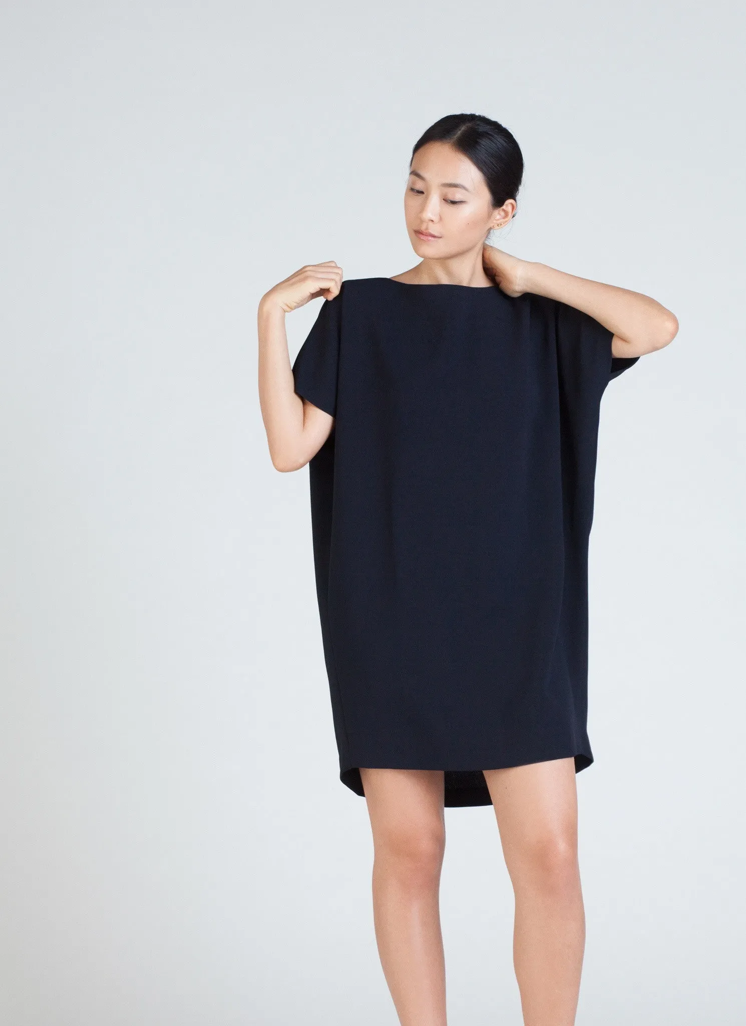 Angle Mini Dolman Open Back Dress - Black Blue