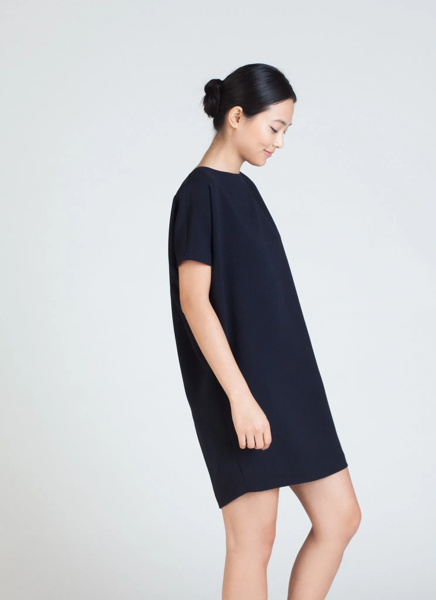 Angle Mini Dolman Open Back Dress - Black Blue