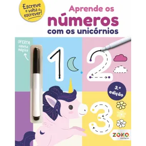 Aprende os Números com os Unicórnios: Livro de Atividades com Oferta de Caneta Mágica de Zero a Oito