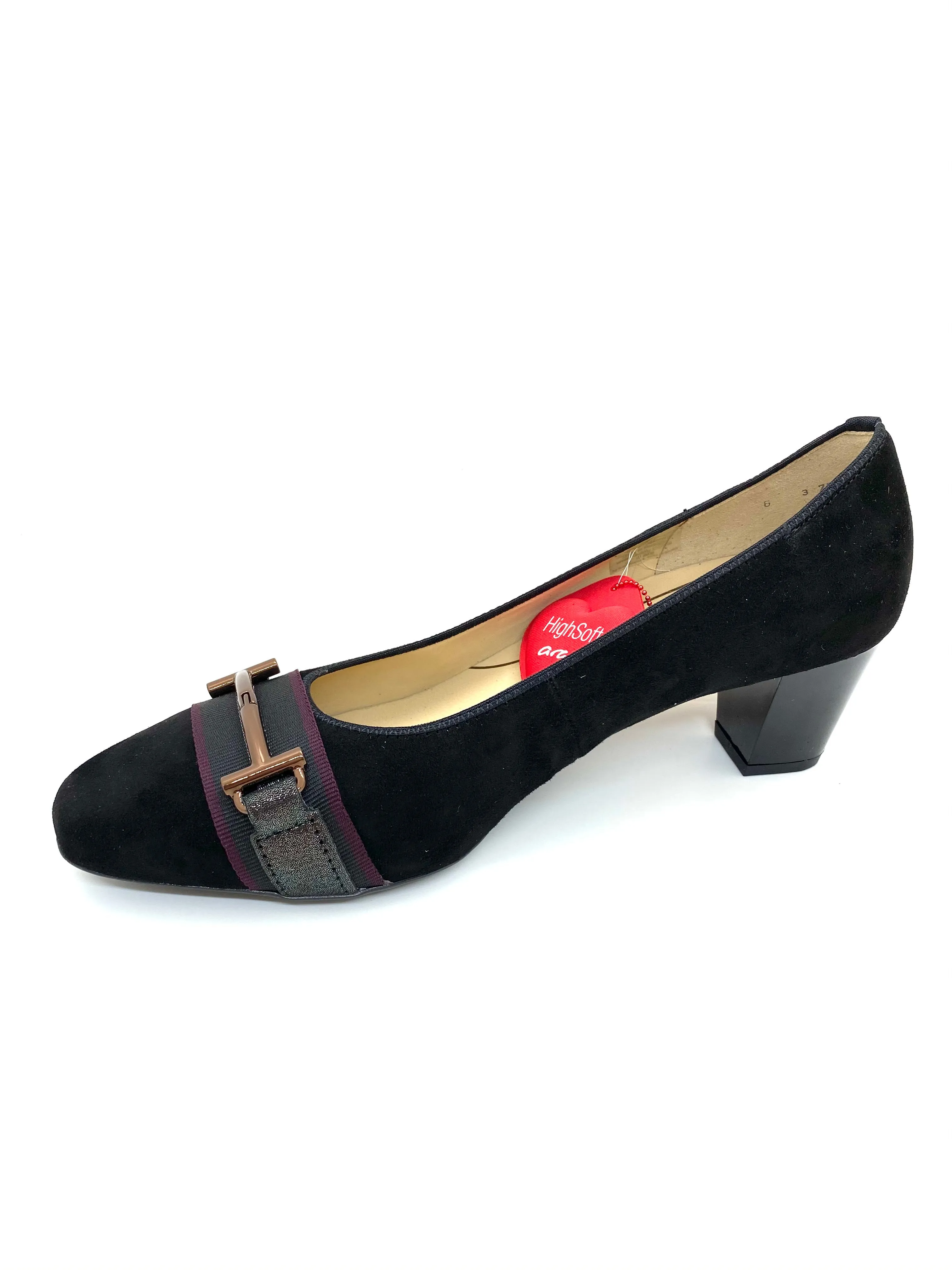 Ara Ladies Verona Court Snaffle Trim Black Suede