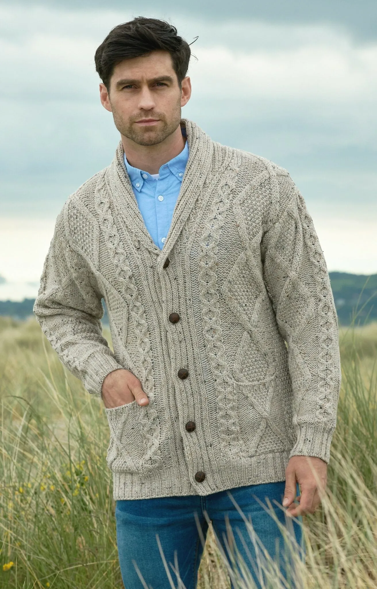 Aran - Men's Kerry Cardigan - Oat