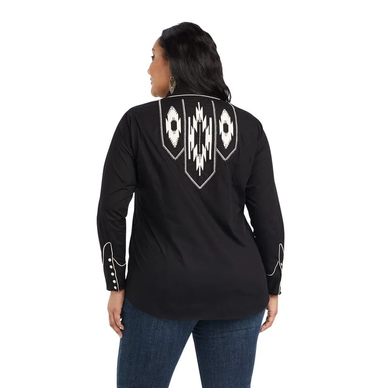 Ariat Women's Black Retro Snap Chimayo Long Sleeve Shirt 10042139