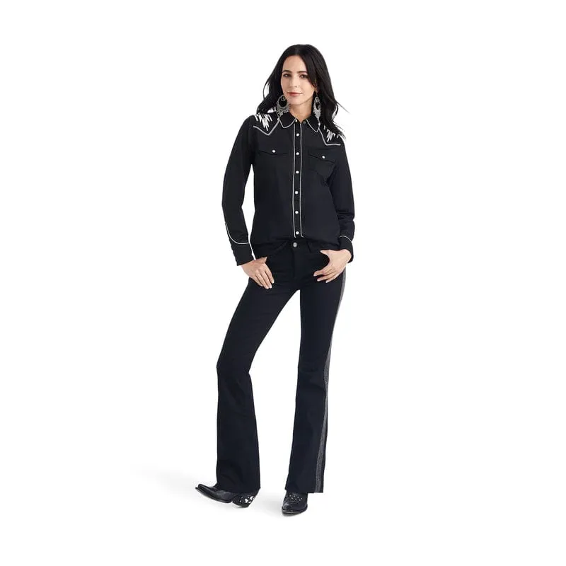 Ariat Women's Black Retro Snap Chimayo Long Sleeve Shirt 10042139