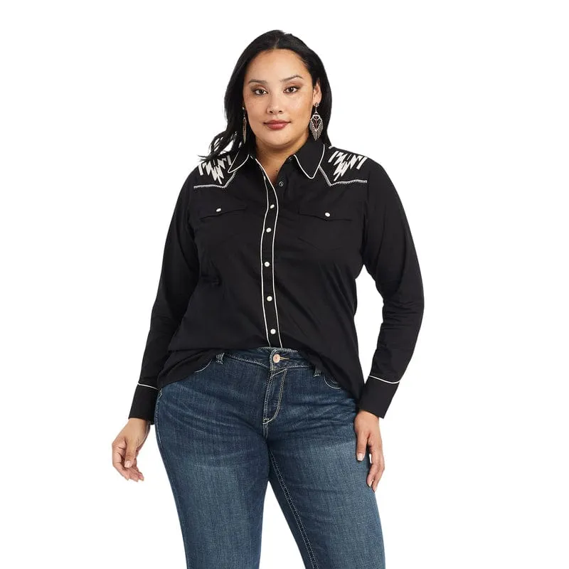 Ariat Women's Black Retro Snap Chimayo Long Sleeve Shirt 10042139