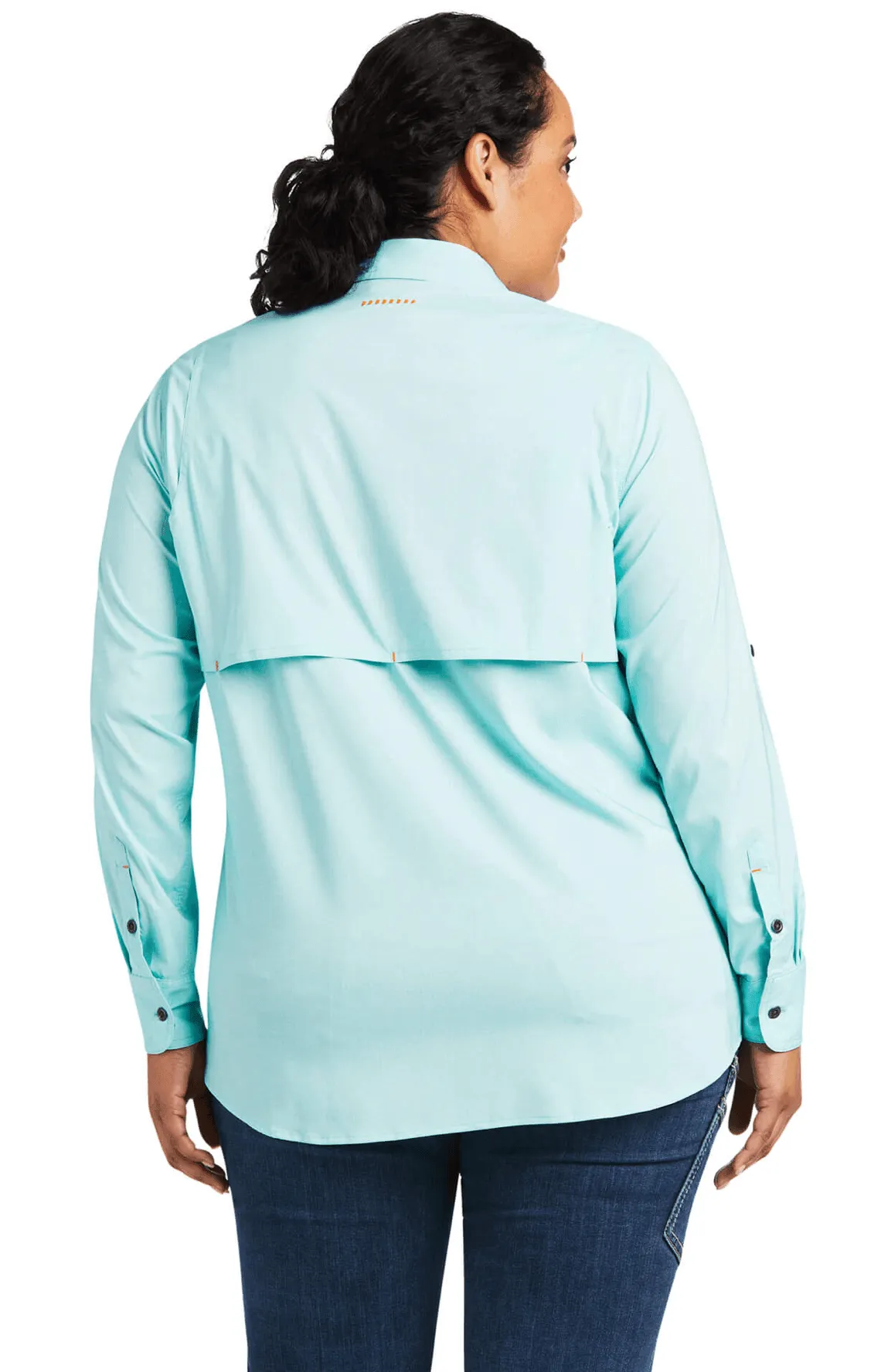 Ariat Women's  Rebar Venttek Long Sleeved Button-Down Work Shirt Aqua Sky Heather 10039480