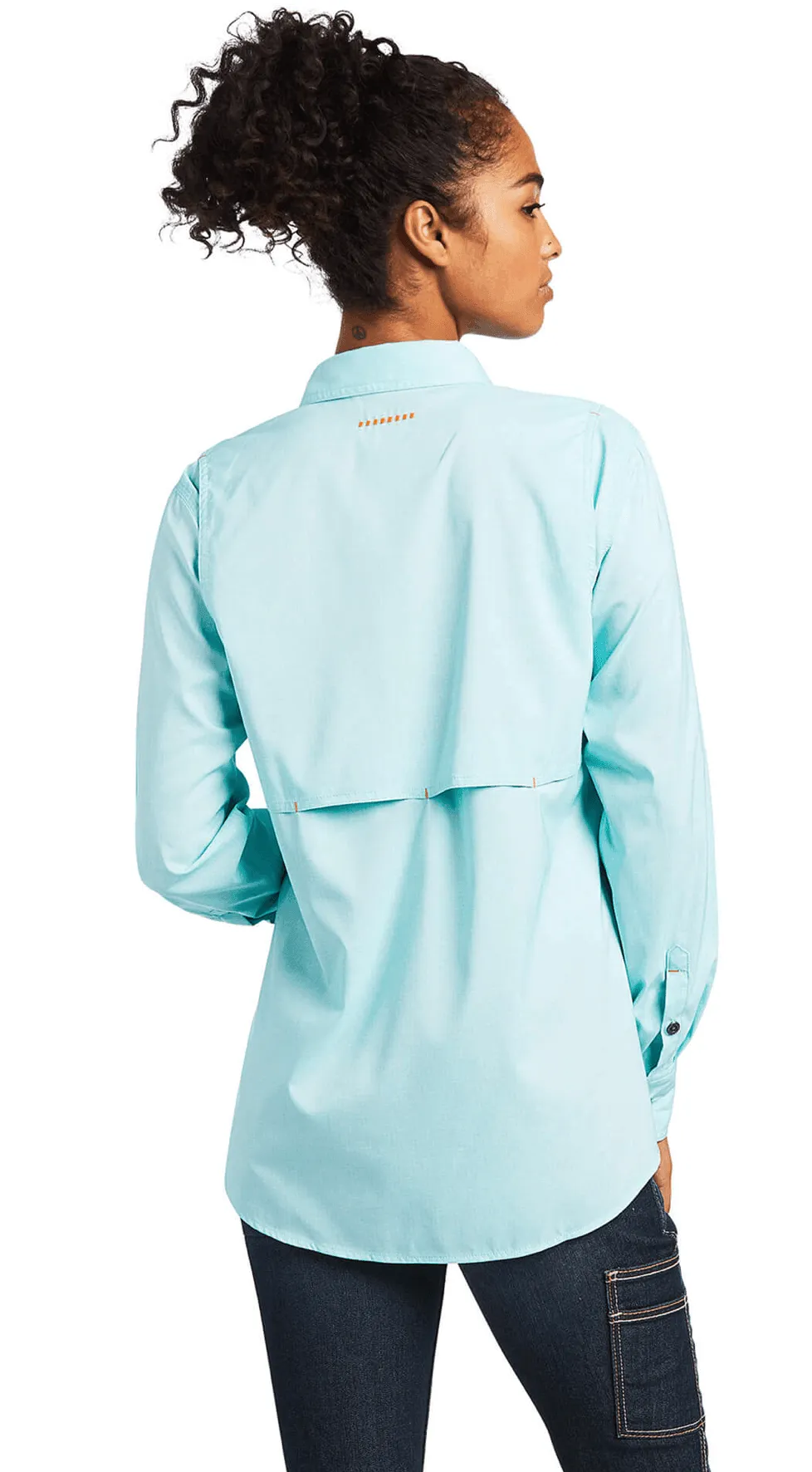 Ariat Women's  Rebar Venttek Long Sleeved Button-Down Work Shirt Aqua Sky Heather 10039480