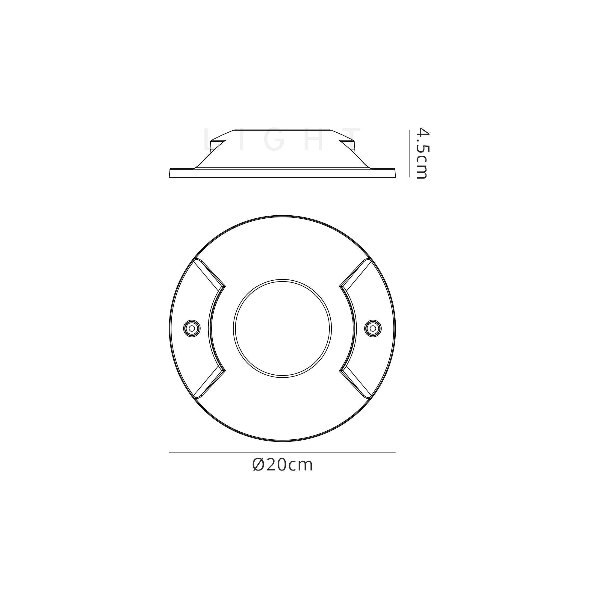 Asebey - Above Ground Driveover 4/2/1 Light, 4 x 3W LED, 3000K, 256lm, IP67, IK10, Anthracite, 3yrs Warranty