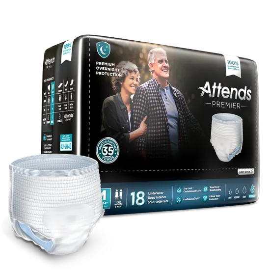 Attends Premier Overnight Protection Disposable Incontinence Underwear