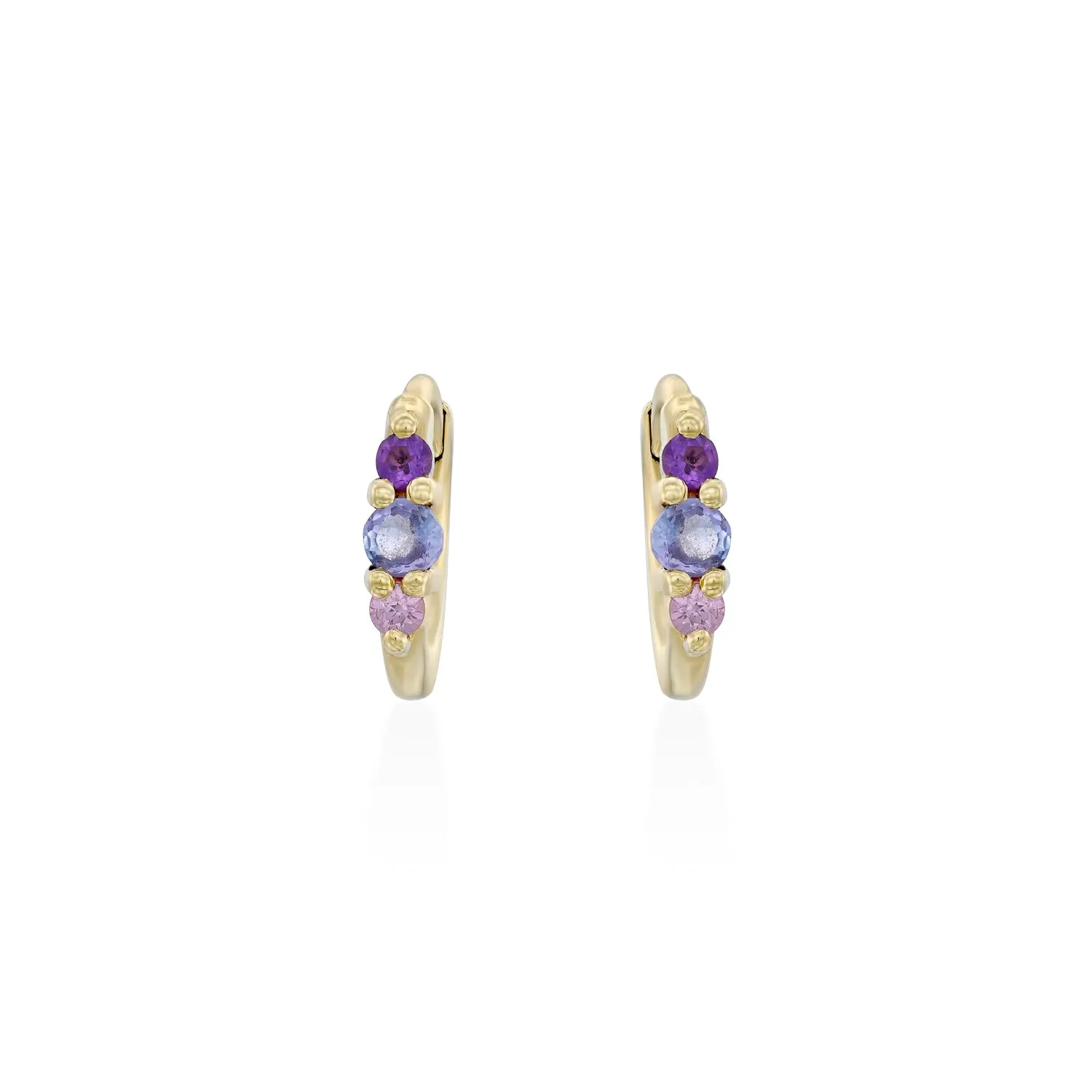 Audrey Mini Hoop Earring with purple stones