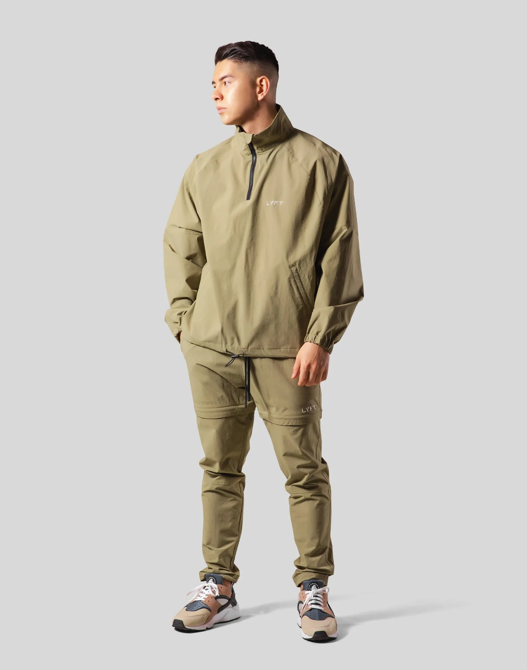 Back Message Half Zip Track Jacket - Olive