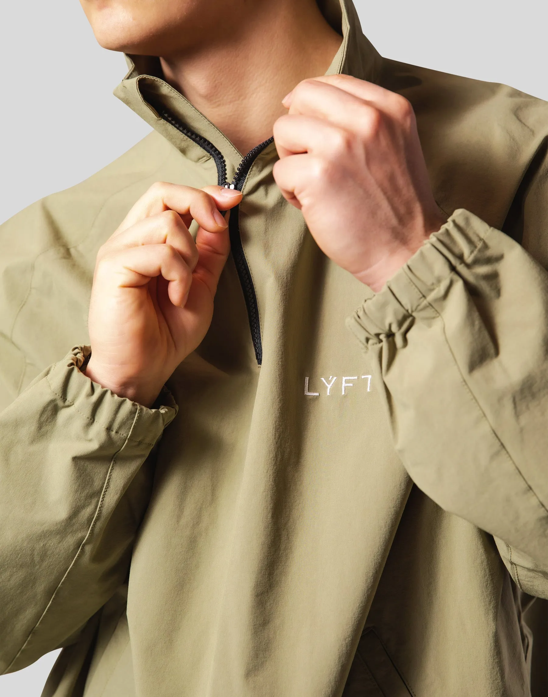 Back Message Half Zip Track Jacket - Olive